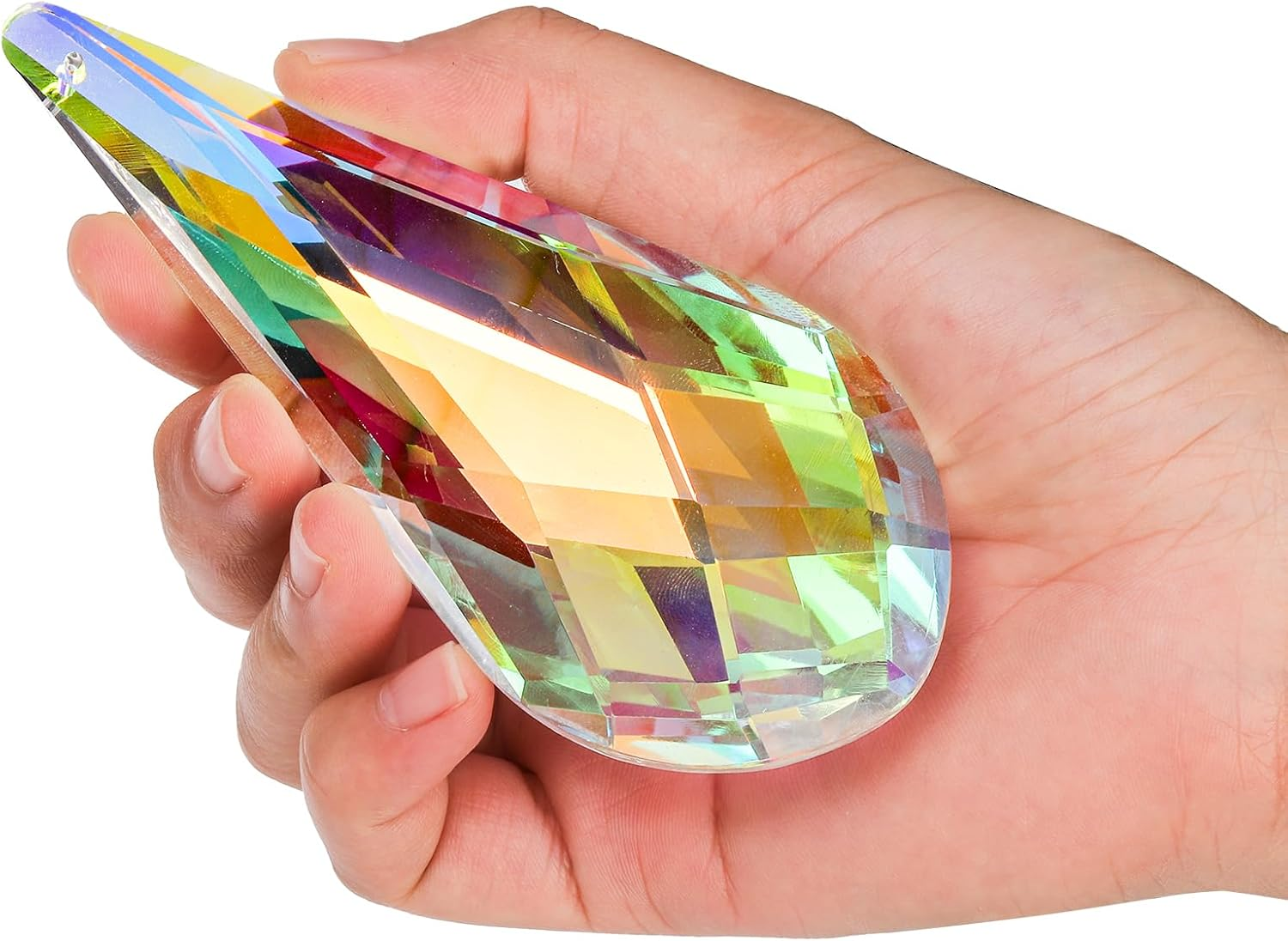 ZEAYEA 3 Pcs Crystal Prism, 4.7'' Crystal Suncatcher Prism for Window, Colored Hanging Prisms Pendant for Chandeliers, Garden, Room, Wedding, Christmas Tree Decoration, Home Decorative Accessories image number 1