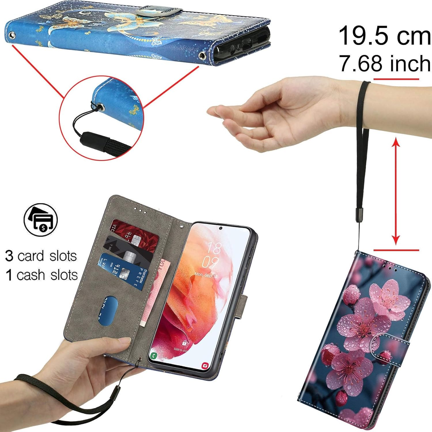 Mobile Phone Case for Iphone 16E Cases Premium Leather Case Foldable Wallet Magnetic Card Slot Stand Function Protective Case Compatible with Iphone 16E Cover, Flower - Pic: Animal image number 3