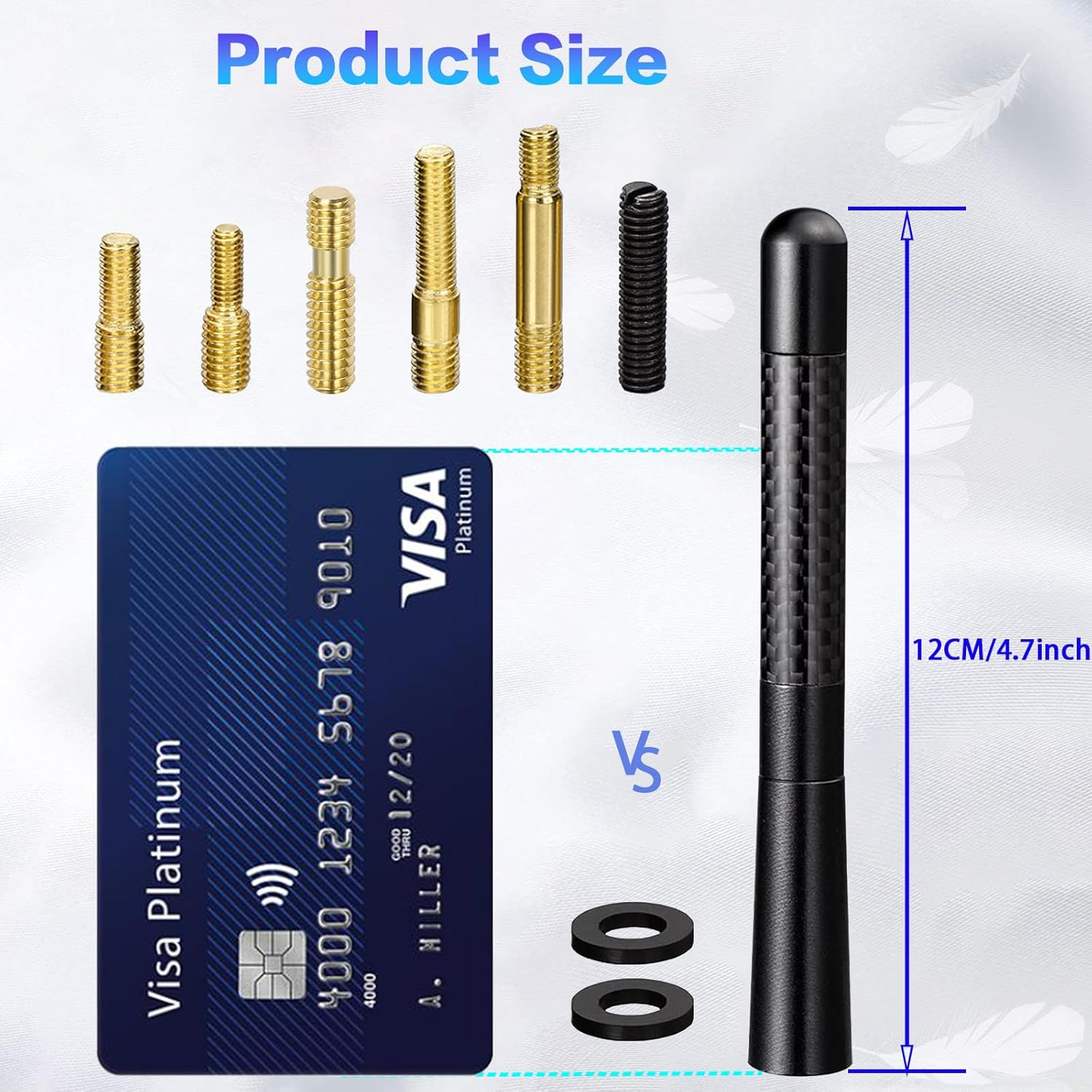 AQTAQ Universal Car Radio Antenna Roof Mount Antenna 12Cm/4.7Inch Mast Carbon Fiber Truck Antenna Compatible with Toyota Honda Subaru GMC Chevrolet Nissan Ford Jeep Mazdachevy Dodge Harley Etc image number 3