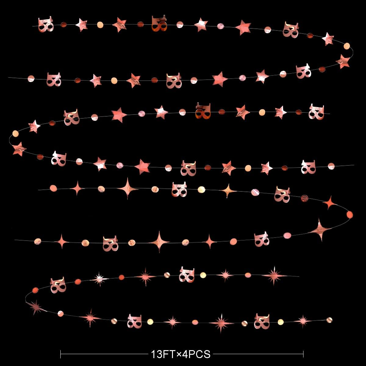 Rose Gold 18Th Polka Dot Star Garland Streamer Metallic Rose Gold Paper Number 18 Hanging Bunting Banner for Happy 18 Years Old Girls Eighteen Birthday 18 & Adultish 18Th Anniversary Party Decorations