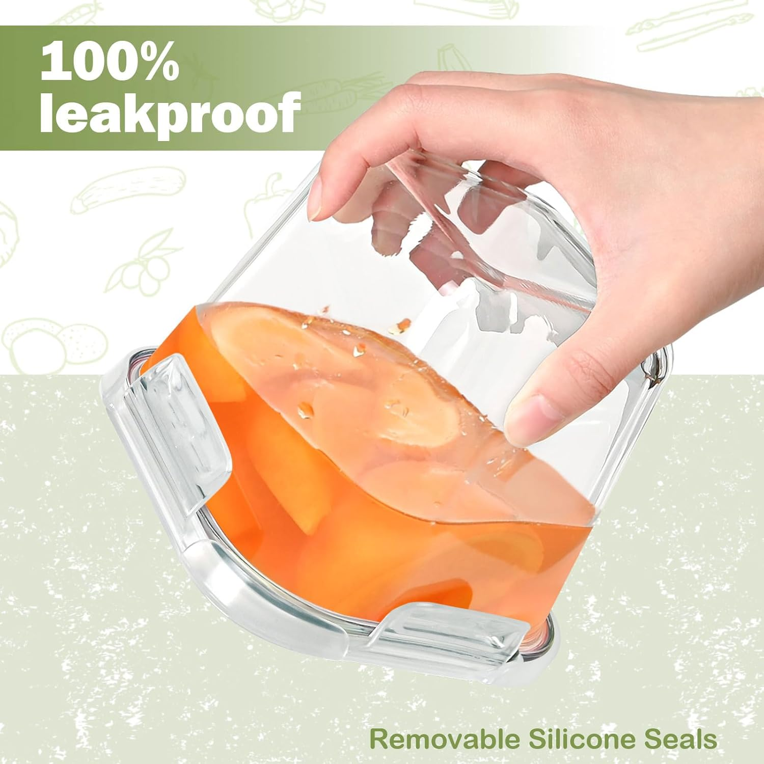 Square Glass Soup Containers with Lids, 4 Cup Glass Storage Containers for Lunch, Glass Freezer Safe Food Storage Jars for Salad, Fruit and Ice Cream, Bowl Reusable Microwavable 32 Oz image number 3