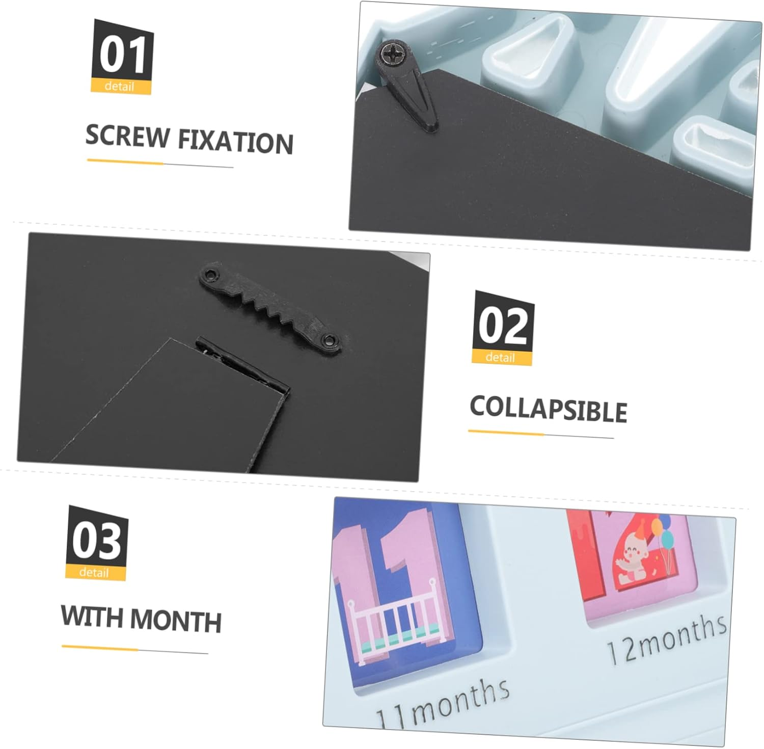 Month Photo Frame Modern Minimalist Boy Girl Picture Holder for Growth Memories Displays Photos for Nursery Decoration image number 4