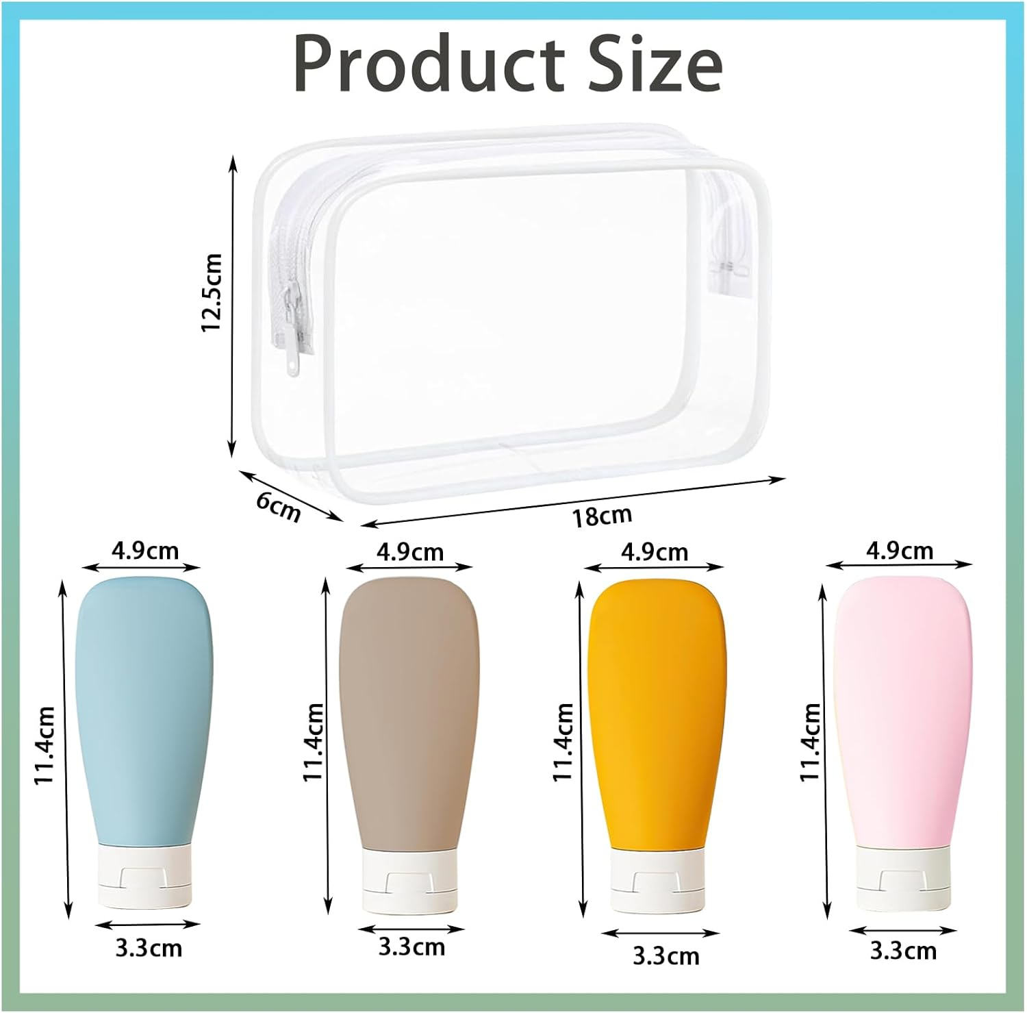 Jotia 5Pcs Travel Bottles Kit, Squeezable Containers TSA Approved Travel Containers Leak Proof Refillable Shampoo and Conditioner Travel Essentials Bottle Set image number 1