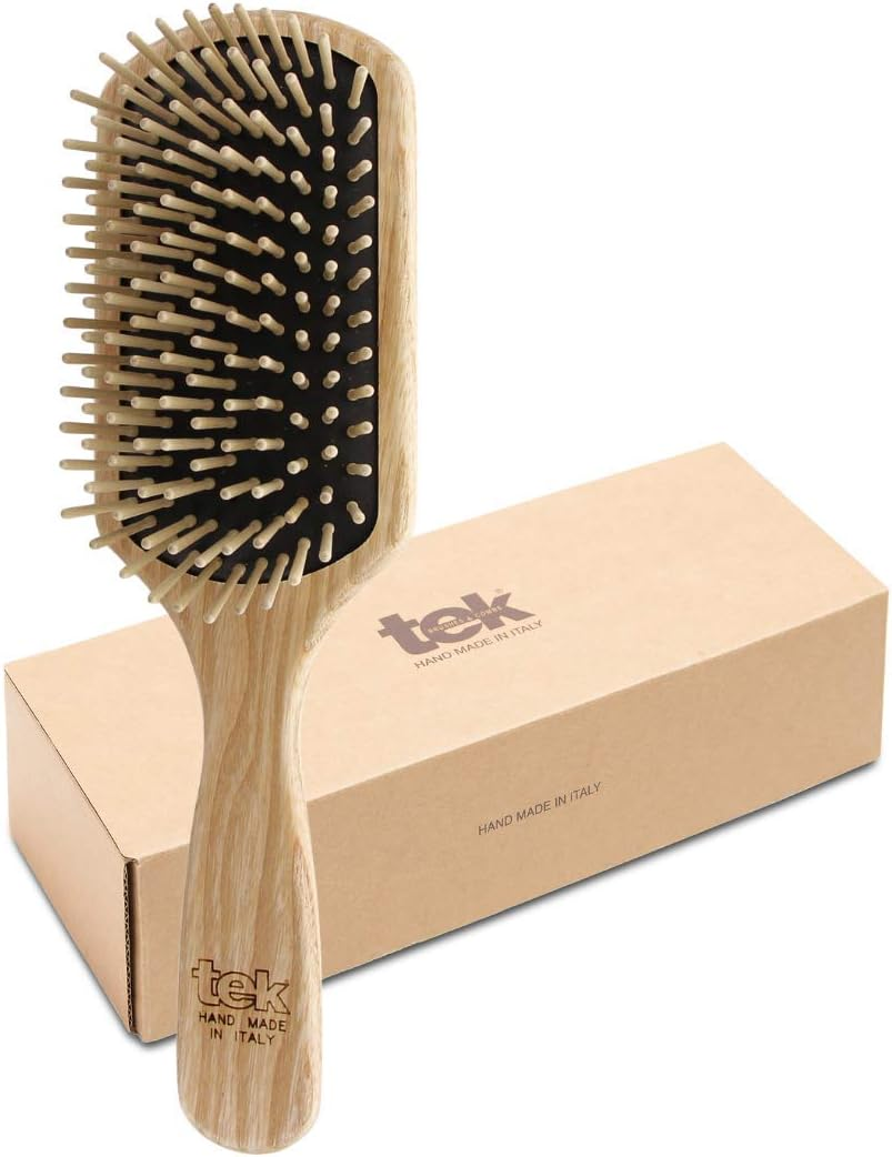 Big Rectangular Paddle Ash Wood Brush - Natural - Tek image number 2