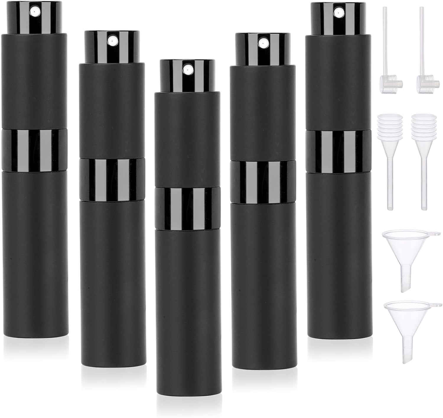 Segbeauty Perfume Atomiser, Pack of 5 Travel Perfume Refillable Bottle, Scent Pump Case 10Ml Perfume Spray Bottle, Portable Small Travel Atomizer for Men (Black) image number 6