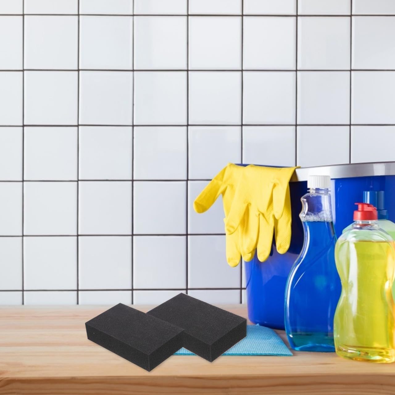 POPETPOP 2Pcs Multifunctional Auto Wash Sponges for Car Cleaning Black Soft Non-Scratch Blocks with High Water Absorption for Vehicle Motorcycle and Office Surfaces image number 4