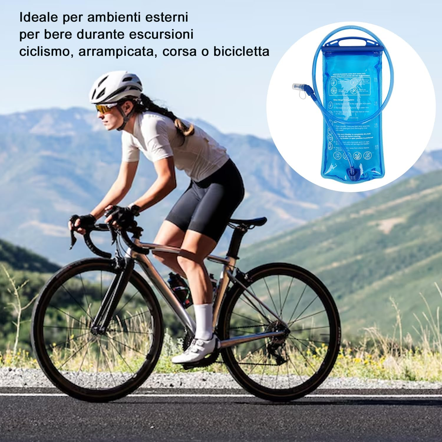 CUEMOON Water Bag 1.5L 2L for Backpack Cycling Hiking Trekking Camping image number 2