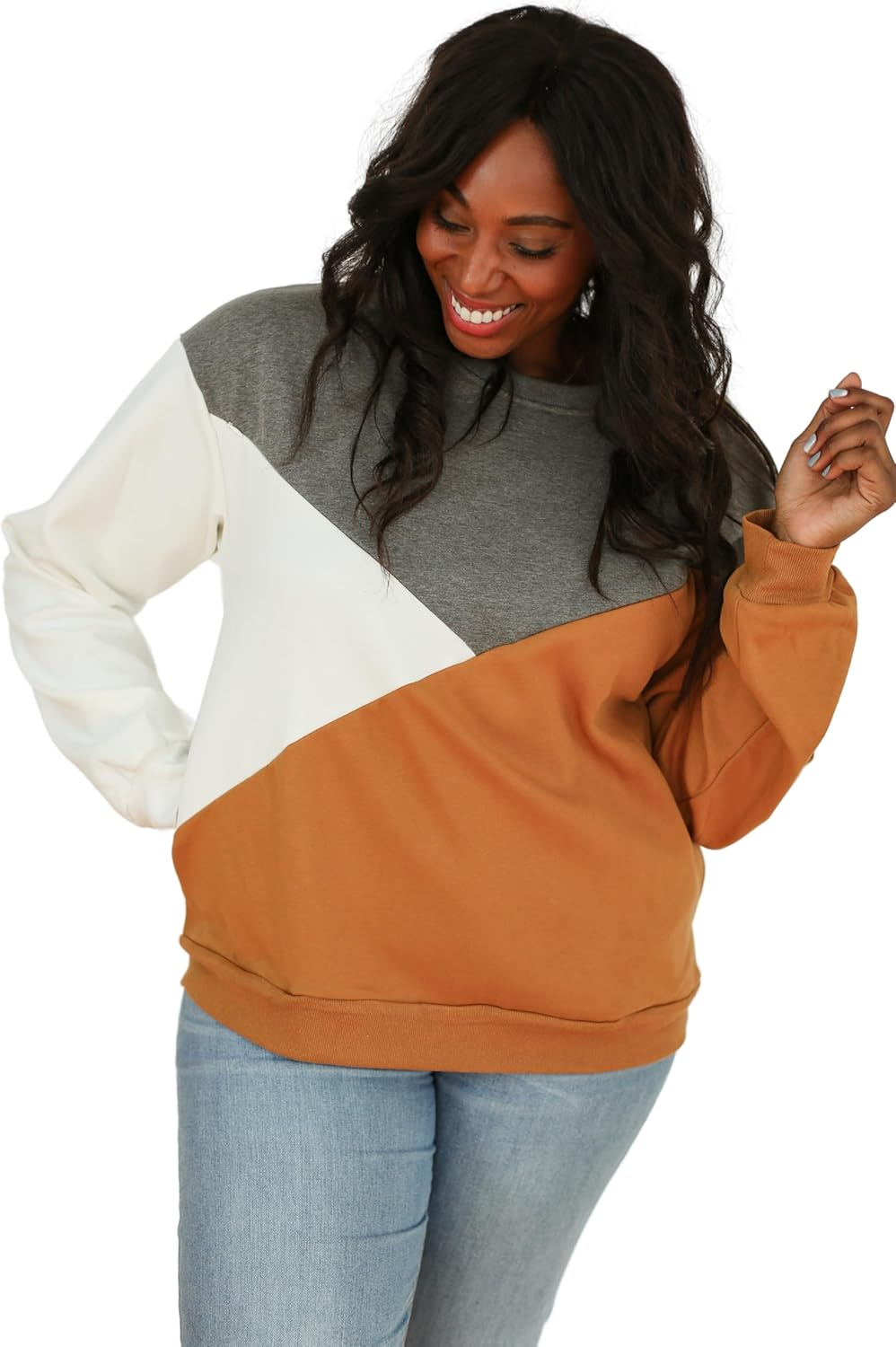 Movemama Women'S Breastfeeding Colorblock Diagonal Zip Nursing Sweatshirt with Velour Interior image number 2