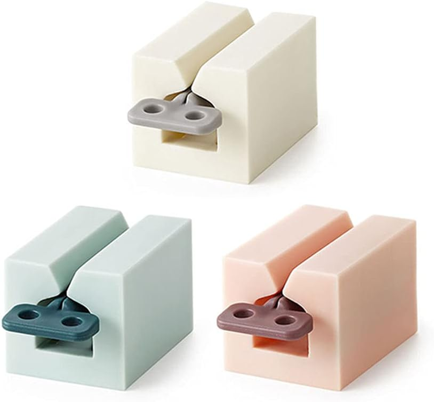 3 Pcs Toothpaste Tube Squeezer Rolling Tube Toothpaste Holder Stand Frosting Bathroom Aids (Pink + White + Blue)