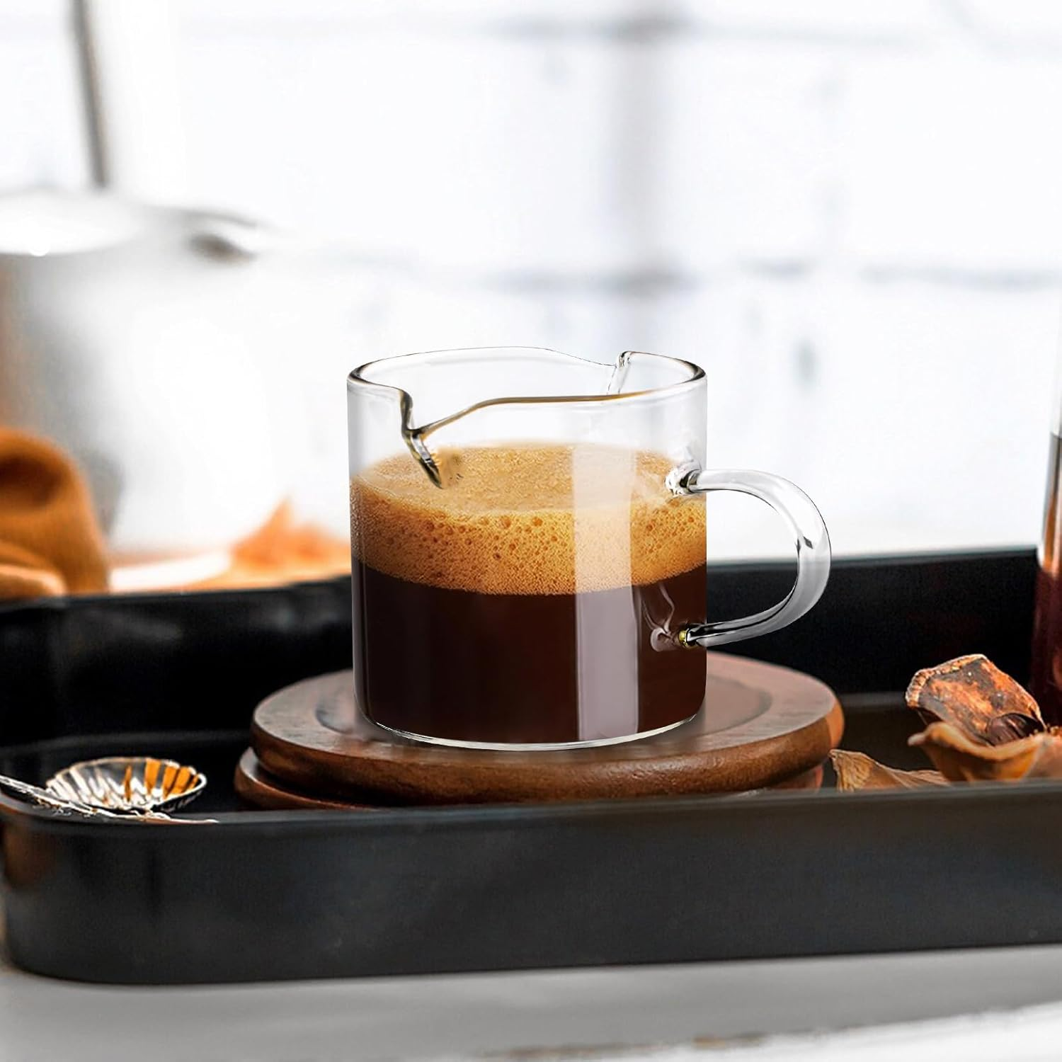 Espresso Cups Set of 2，120Ml Double Spouts Coffee Cups, Coffee Bar Accessories, Espresso Shot Glass with Handle, Perfect for Latte, Milk, Milk Froth, and Cappuccino image number 5