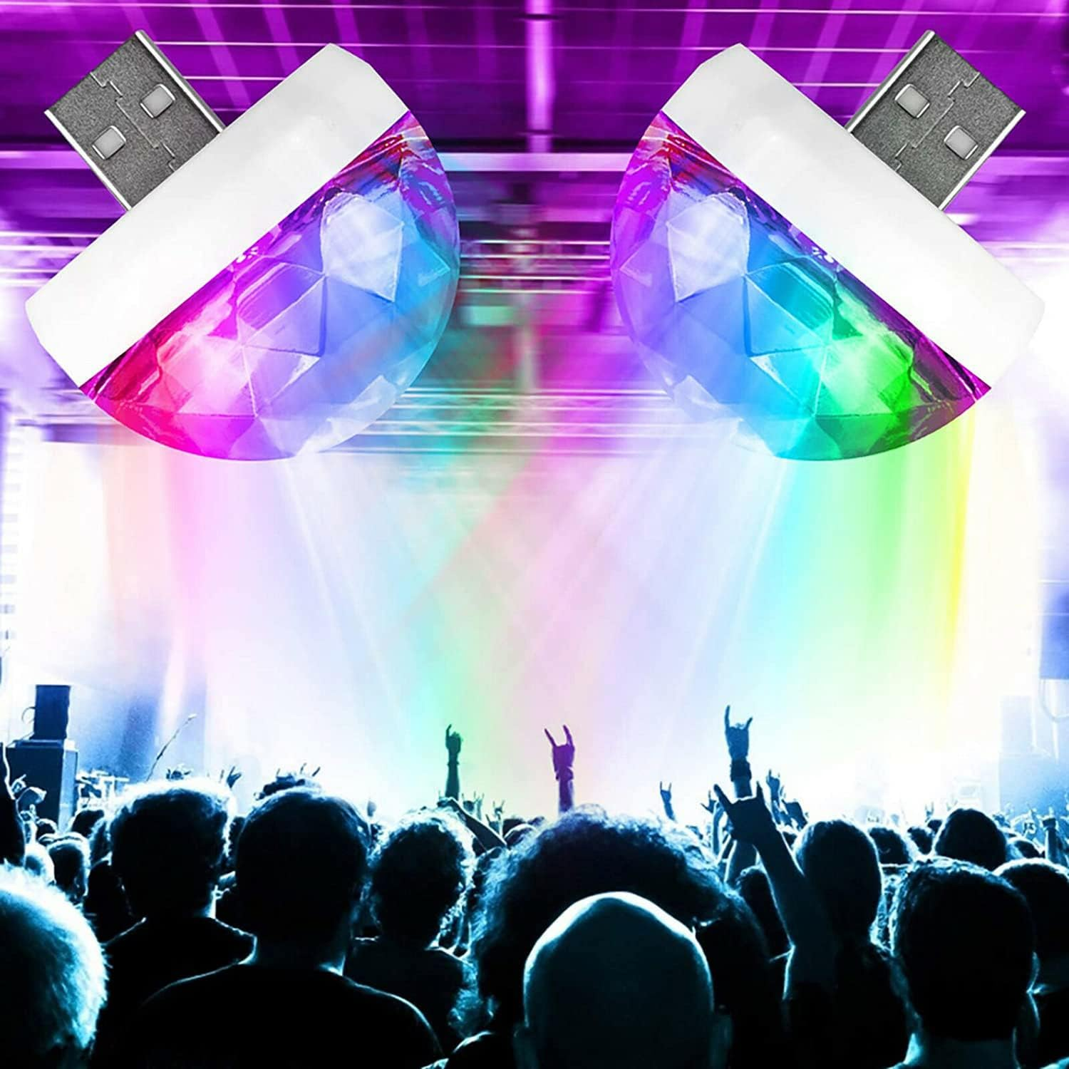 Mini USB Disco Ball Party Light Portable DJ Stage LED Light Strobe Lamp Club Car USB Ambient Light, Suitable for Christmas/Halloween/Home Interior image number 4