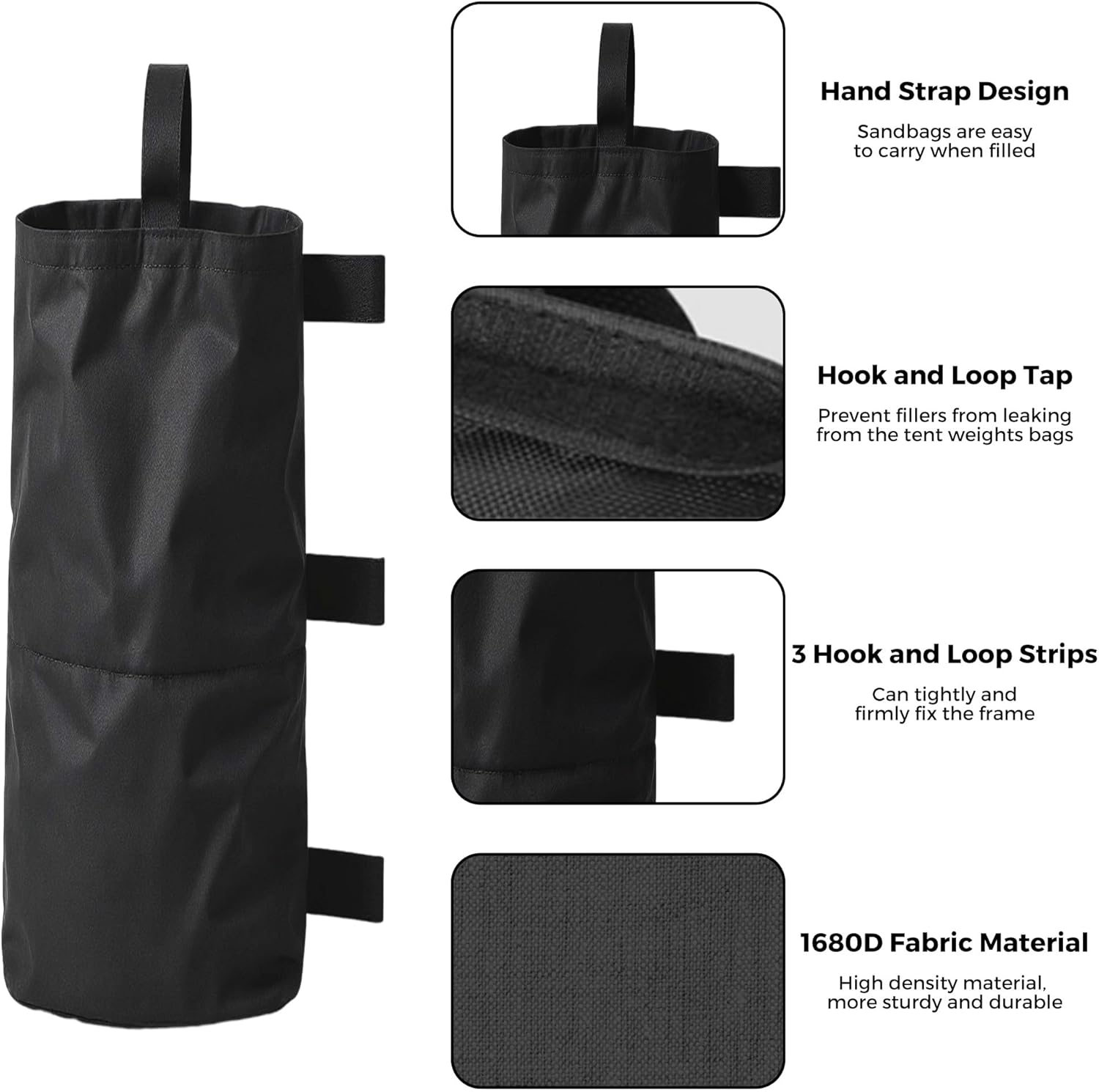 Advwin Canopy Weights Bags 4 Pack, Leg Weights Sand Bags without Sand, for Outdoor Pop up Canopy Tent Patio Umbrella Sun Shelter Gazebo Canopies, Black image number 1