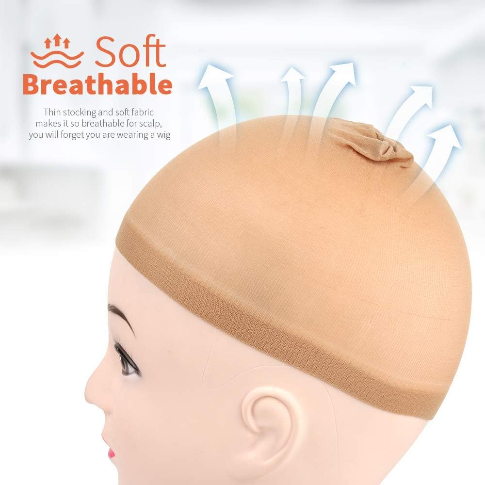 DEPHNARSA Stocking Wig Caps, 24 Pieces Stretchy Nylon Wig Caps Stocking Caps for Wigs Wig Caps for Women Men (E-Beige) image number 6