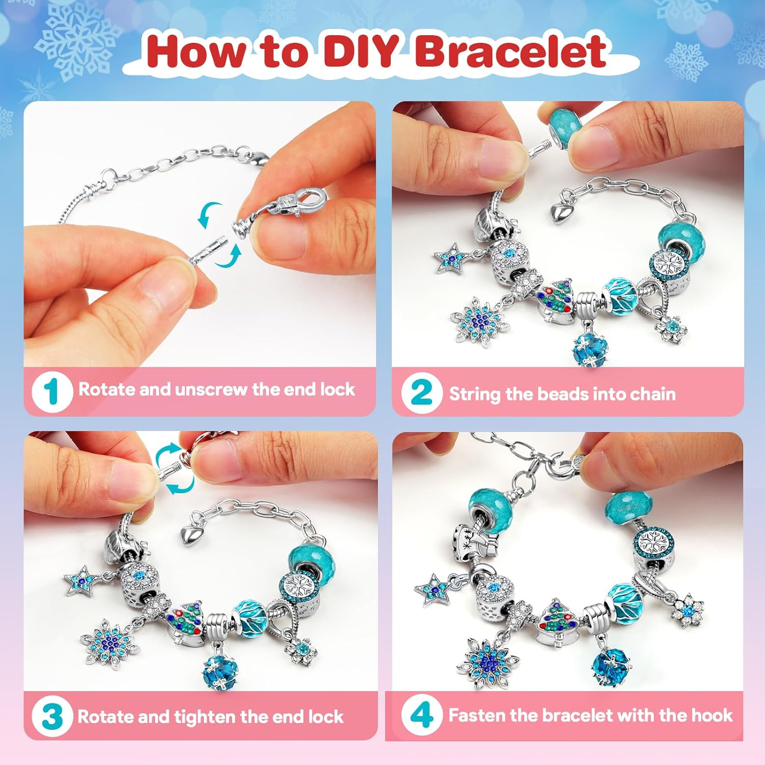 Advent Calendar 2023 Kinder, Advent Calendar Jewellery Kit for Making Bracelets Crafts Gifts for Girls, DIY Bracelet Advent Calendar Gift Girl 5 6 7 8 9 10 11 12 Years, Pink image number 4