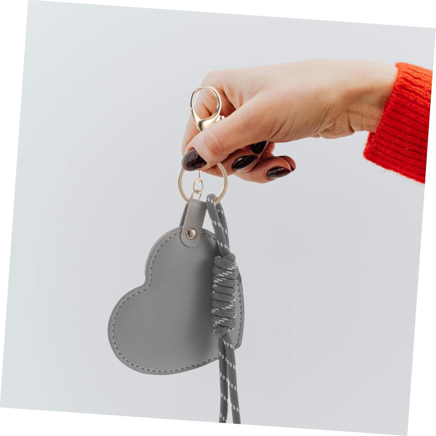 ASAKKURA 2Pcs Heart Compact Mirror with Rotation PU Leather Wristlet Keychain Vanity Mirror for Women Portable Travel Makeup Accessory for Pockets Bags and Handbags - Multicolor image number 4