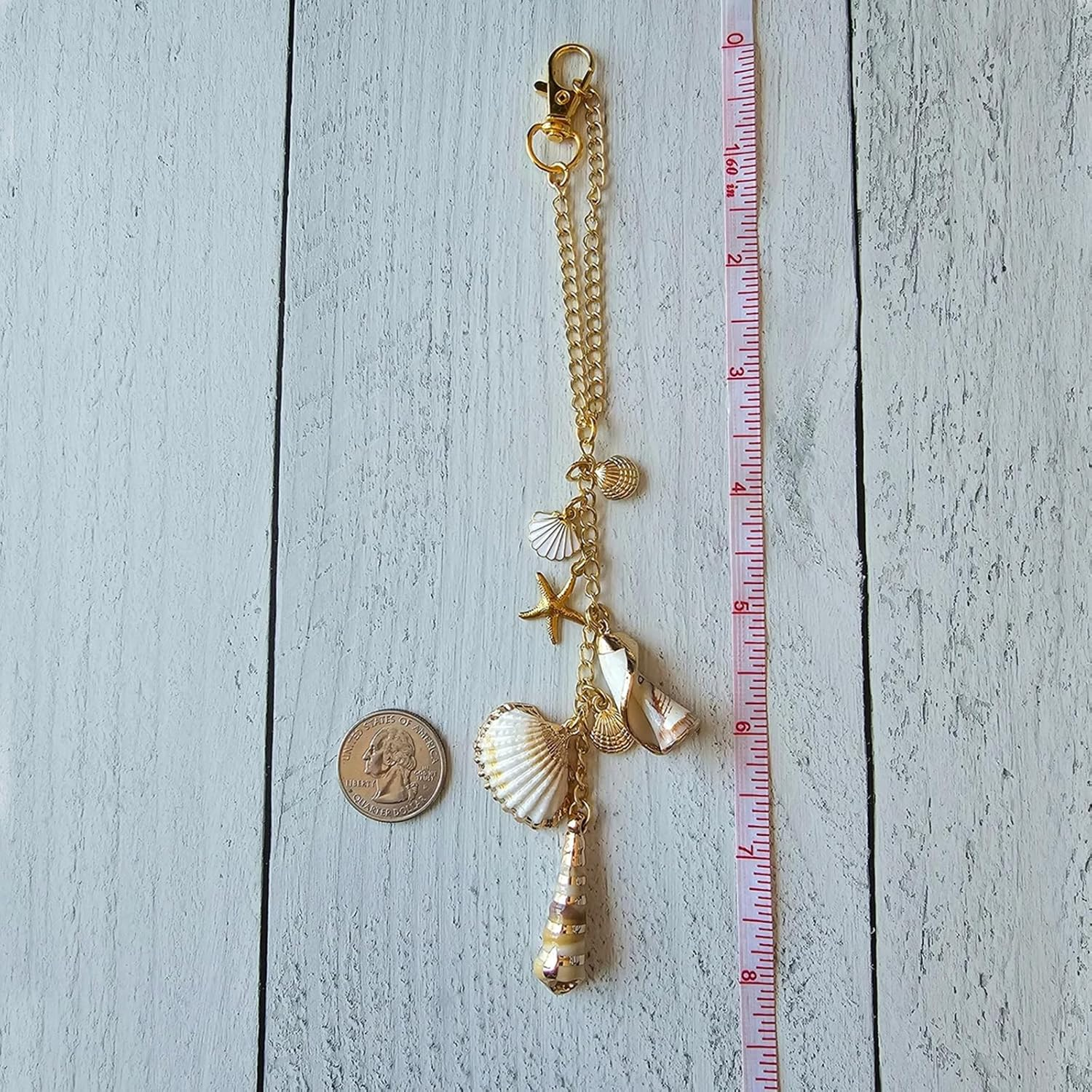 Sea Shells Car Decor,Cute Coastal Hanging Charm for Rear View Mirror, Boho Beach Themed Car Accessories,Hand-Made Starfish Conchas Aesthetic Ornament Pendant for Women image number 2