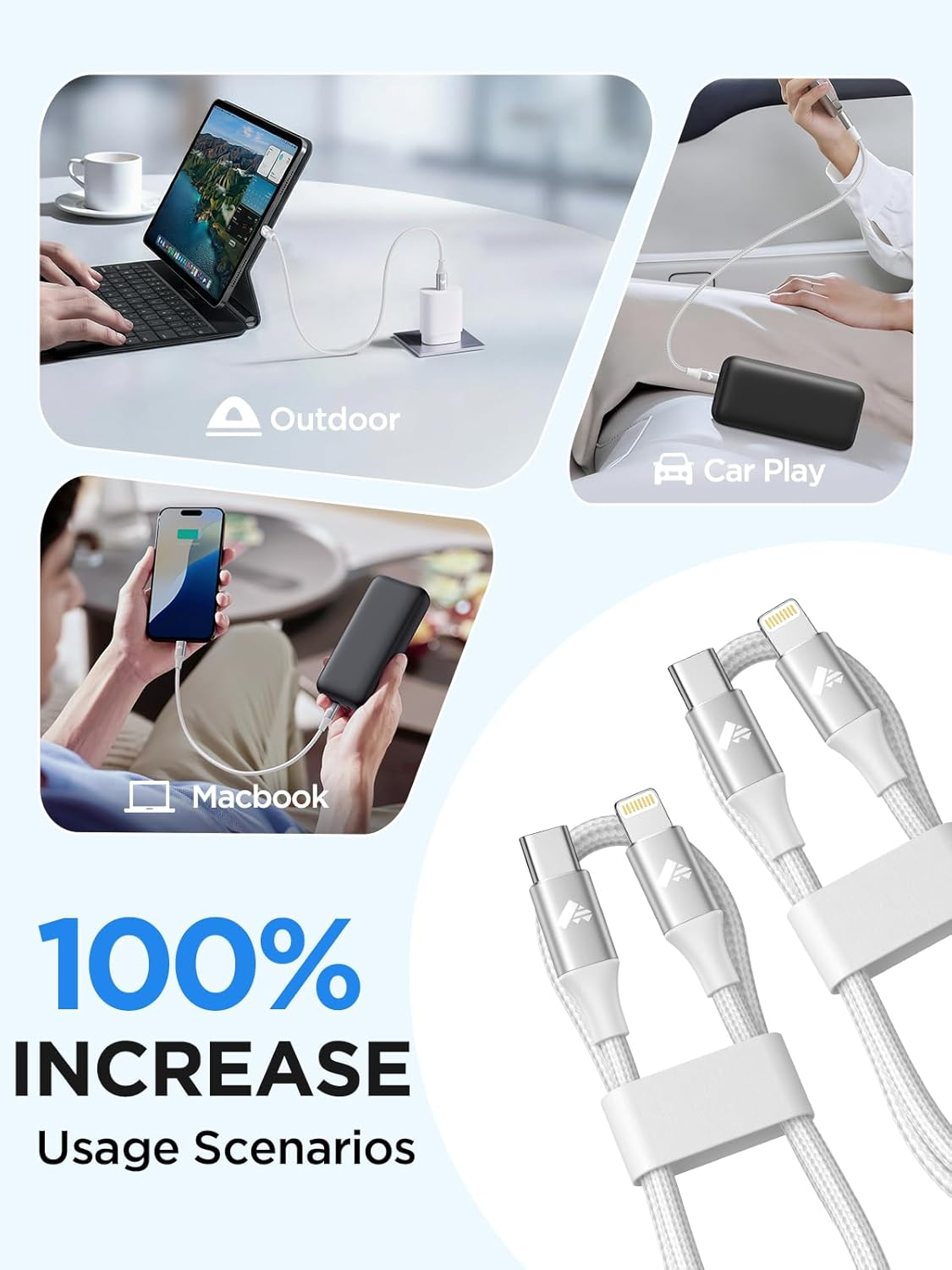 Aioneus USB C to Lightning Cable 0.3M 2Pack, [Apple Mfi Certified] Iphone Charger Cable Power Delivery Type C Iphone Cable Short Fast Charging Cord for Iphone 14 13 12 11 Pro Max Mini XS XR X 8 7,Ipad image number 3