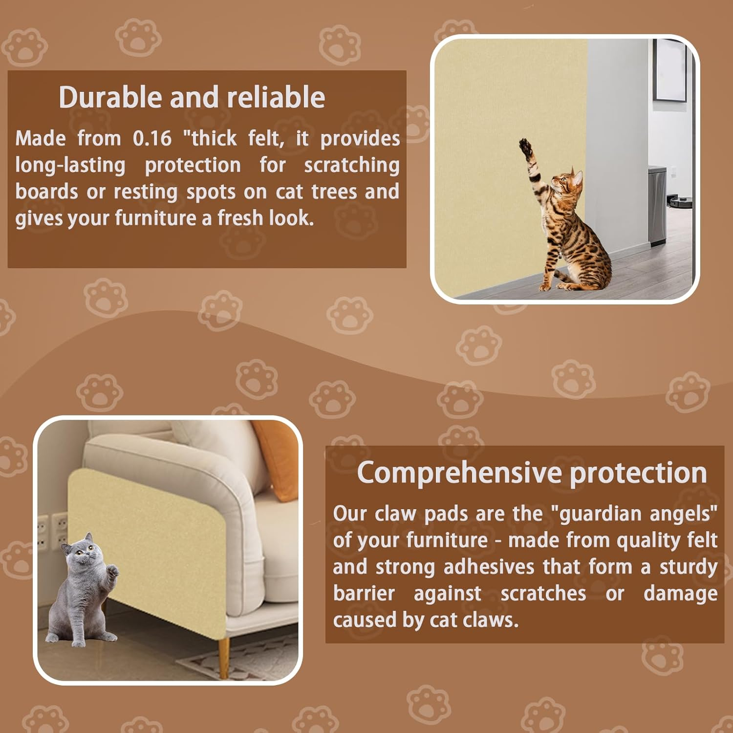 Cat Couch Protector 40 * 200 Cm Cat Scratch Protector Non Woven Fabric Cat Sofa Protector Cat Furniture Protector Furniture Protectors from Cats anti Scratch Sofa Cushion (Khaki) - Dark Gray image number 3