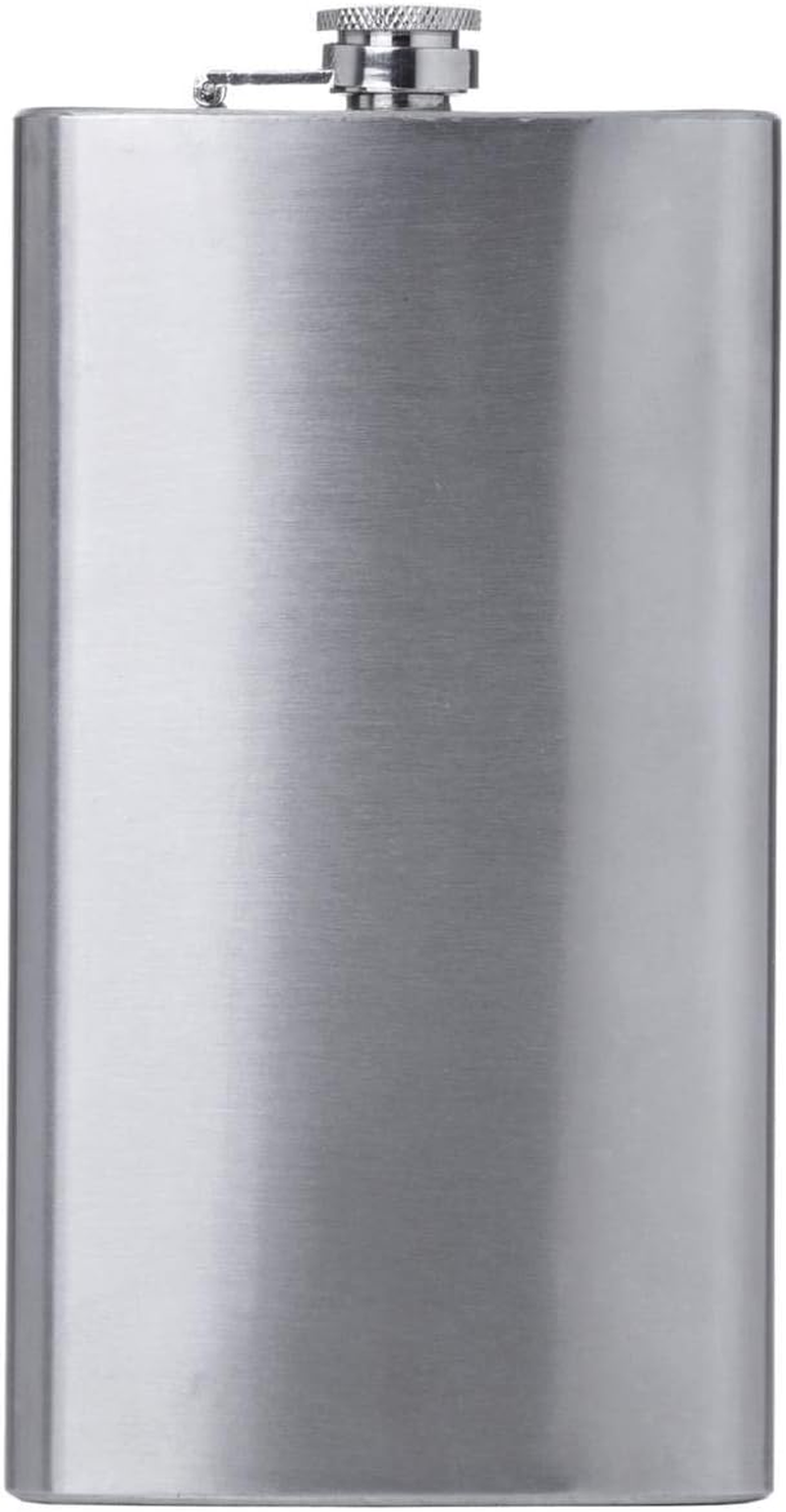 Maxam 12 Ounce Stainless Steel Flask, Lightweight Drinking Flask with a Screw-On, Leak Proof Lid, Polished Silver image number 3