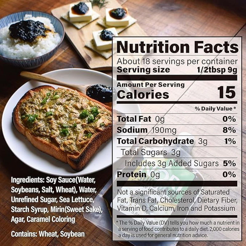 YAMASAN KYOTO UJI Japanese Nori Tsukudani Simmered Seaweed Paste, Umami and Sweet, Vegan, Low Fat, Versatile Condiment for Topping Rice and Various Dishes, Made in Japan (165G)