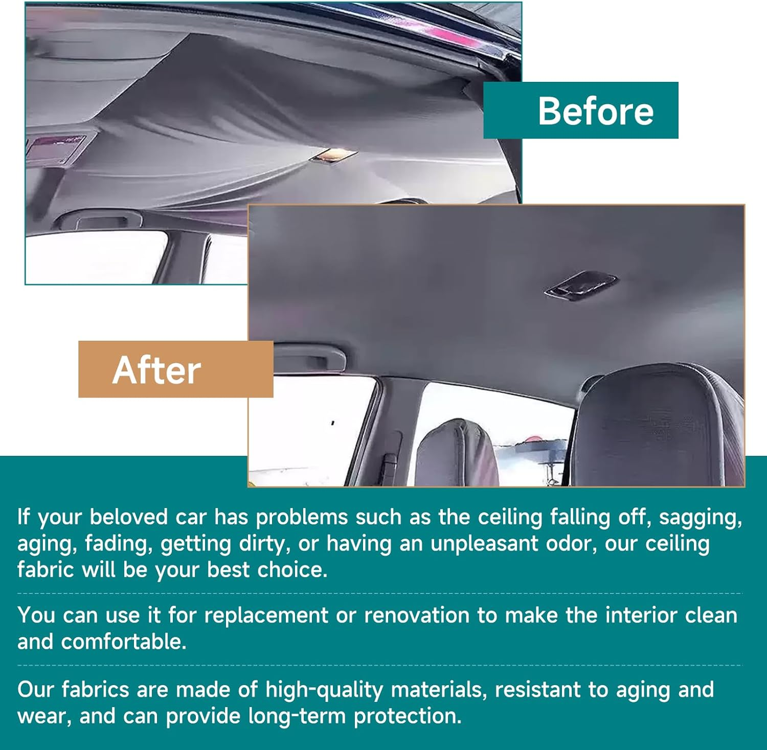 Uexplore-Oz Headliner Fabric - Flat Knit Headliner Roof Lining Mesh Type with 3Mm Foam Backing, Car Interior Replacement Headliner Material for Ute SUV RV Caravan Sedan Hatchback (Black, 1.5M &times; 2.4M) image number 1