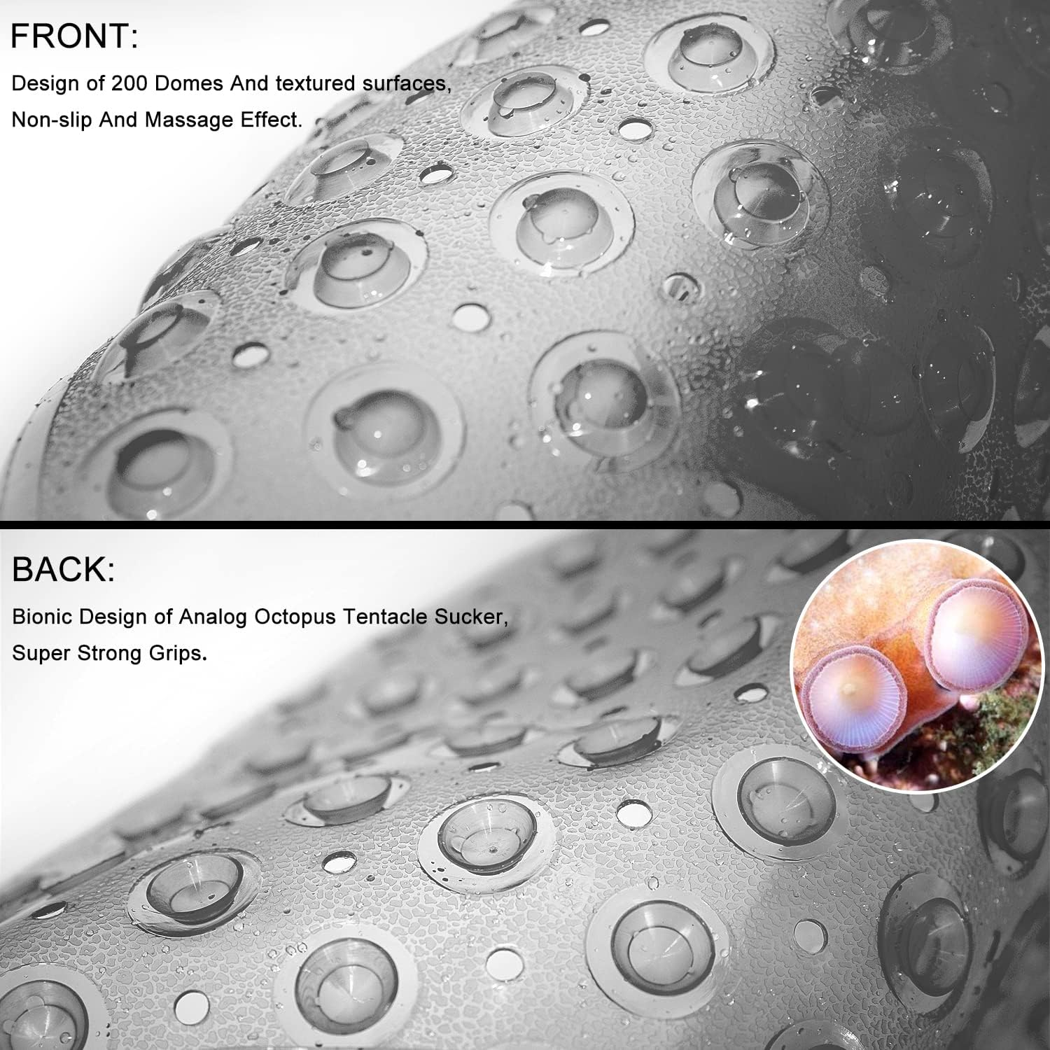 TEESHLY Bathtub Mats for Shower Tub Extra Long Non-Slip Bath Mat, 39 X 16 Inch Shower Mat with Drain Holes and Suction Cups, Bath Tub Mat for Bathroom with Machine Washable (Clear Grey) - Clear image number 3