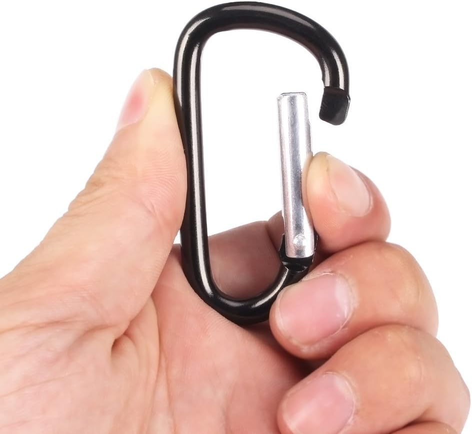 SAMLOO 20 Pack 2.5" D Shape Aluminum Large Carabiner Clip Lock Hooks Spring Snap Keychain Durable Spring-Loaded Gate Carabiners for Home, Outdoor, Sports Backpack image number 2