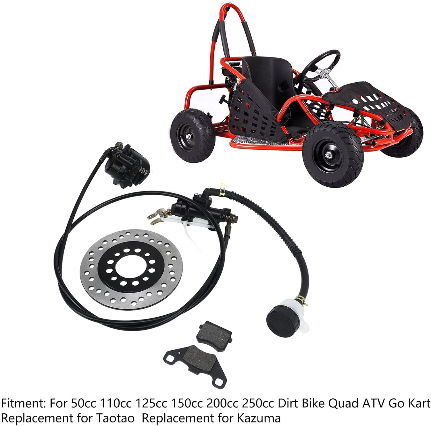 Go Kart Hydraulic Rear Disc Brake Caliper System, Go Kart Brake Kit for Dirt Bike Quad ATV Go Kart, Go Kart Brakes, Includes Brake Pads, Brakes, image number 5