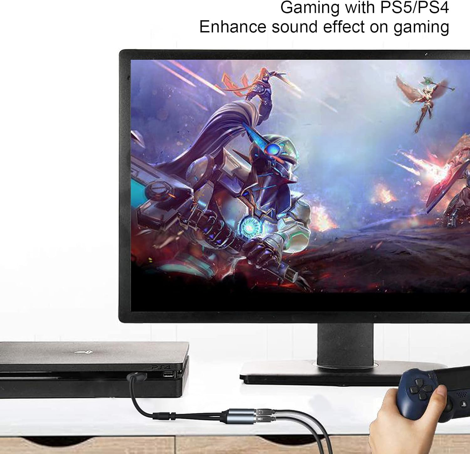 USB Headset Adapter,Andapa USB Audio Adapter Stereo External Sound Card with 3.5Mm Headphone and Microphone Jack for Windows Mac Linux PC Laptops Desktops PS5 image number 6