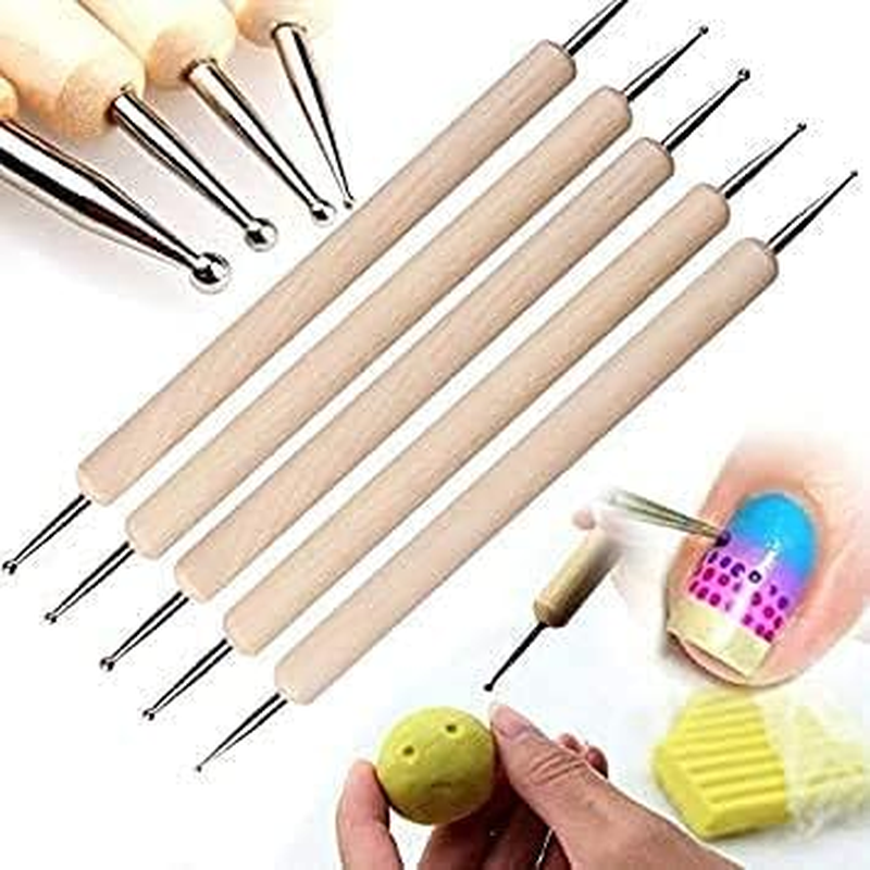 Es&sup3;Kube Nail Art Tool Set, Ball and Wooden Dotting Embossing Stylus for Nail Art - Set of 9 Pieces image number 2
