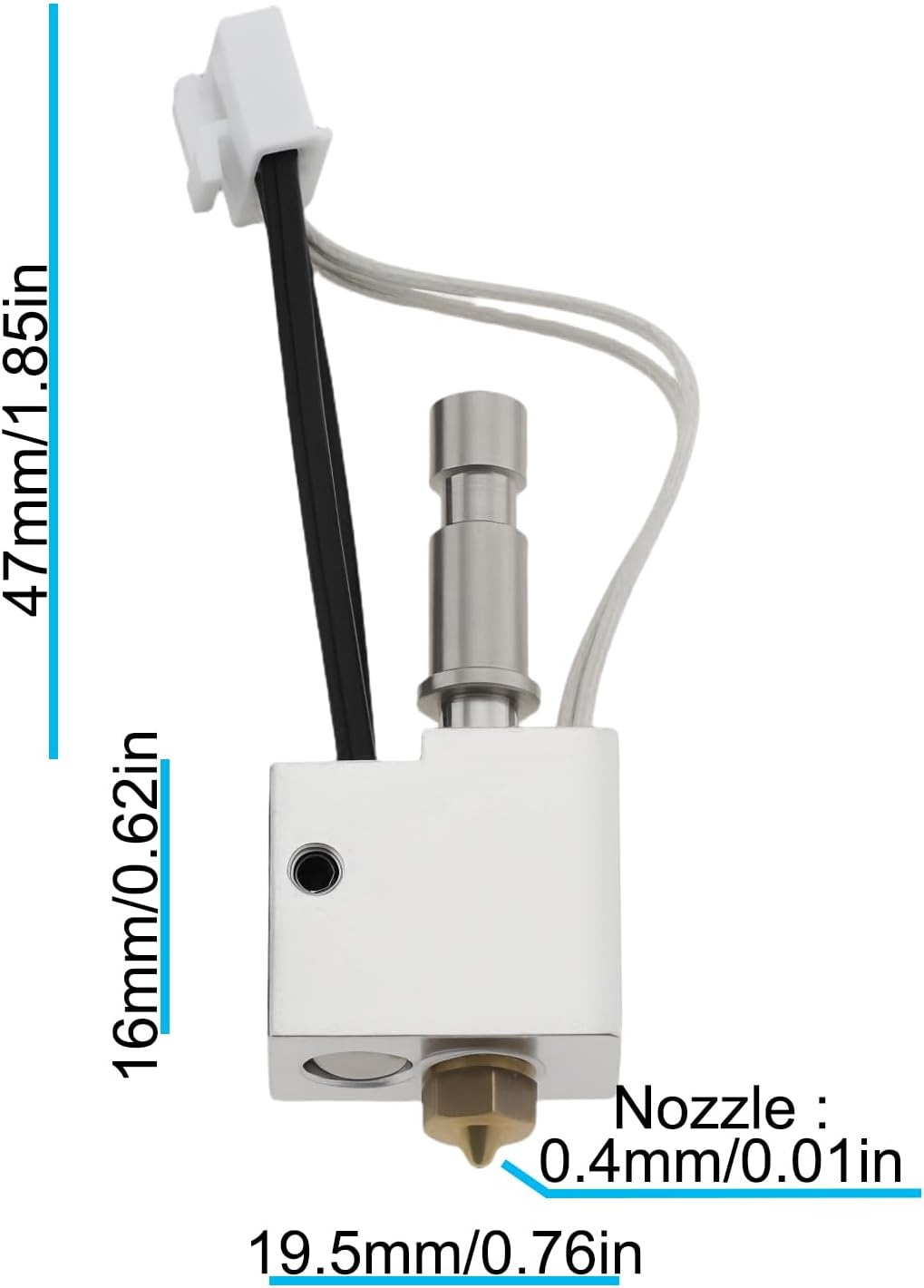 Emagtech 1 Set 3D Printer Accessories Hotend Cobra 0.4Mm Brass Nozzle Hot End Compatible with Kobra S1 Compatible with Cobra S1 47X16X19.5Mm image number 4