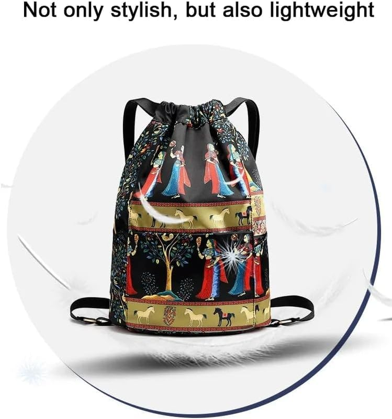 Sofarefinish Drawstring Foldable Large Capacity Travel Sports Backpack, Drawstring Foldable Backpack image number 6