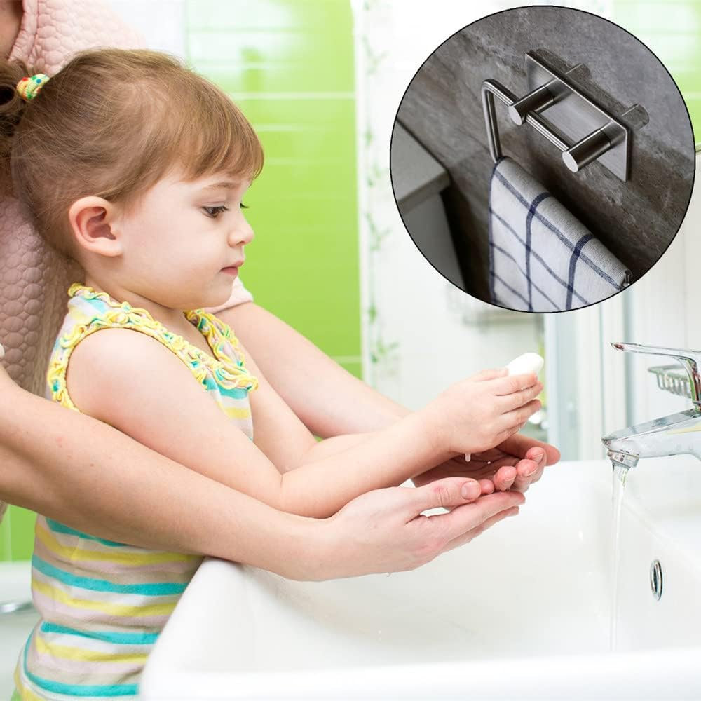 Toilet Paper Holder Stainless Steel Self Adhesive Wall Mount Toilet Roll Paper Holders Towel Hanger for Bathroom Kitchen Lavatory Hotel image number 6