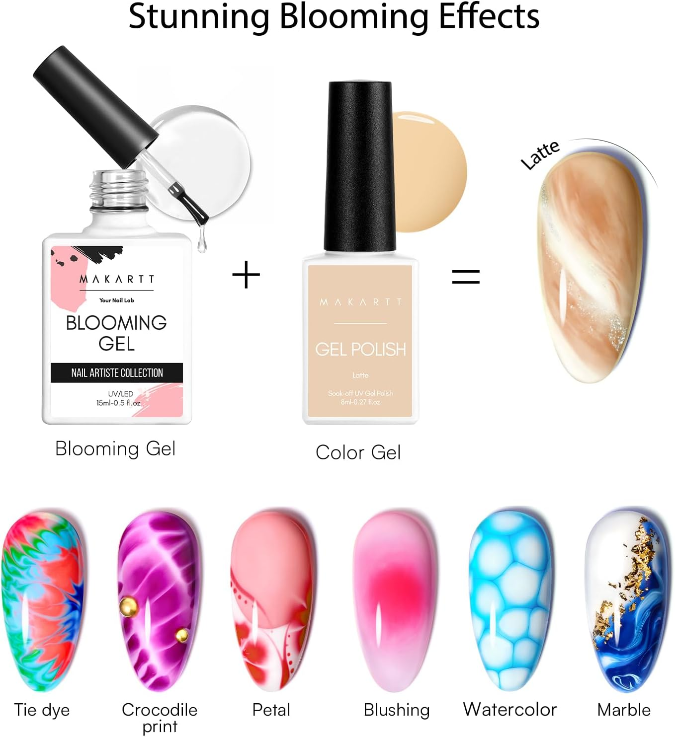 Makartt Clear Blooming Gel 15Ml UV LED Soak off Nail Art Polish for Spreading Effect Marble Nail Polish Gel Paint Nail Designs for DIY Color Flower Watercolor Magic Beauty Gift image number 4