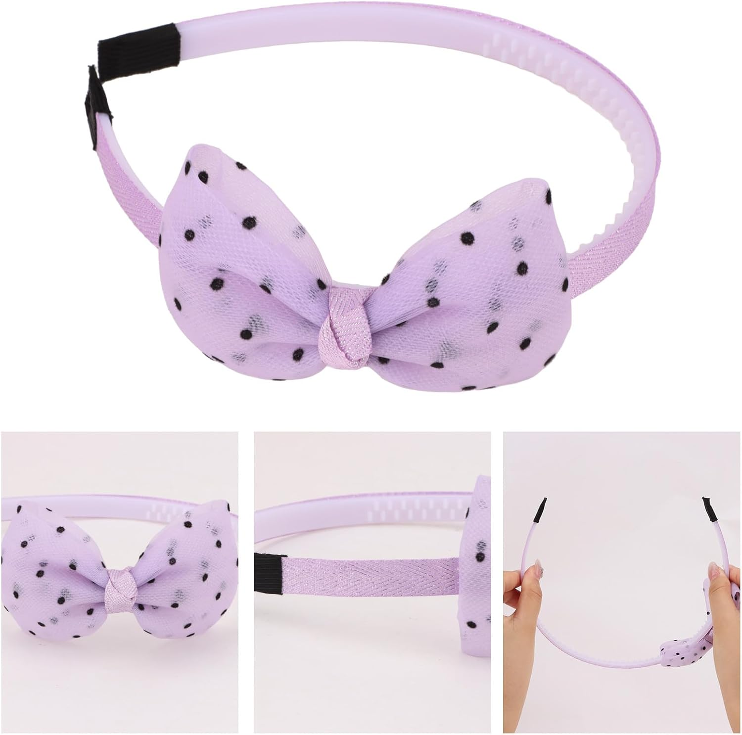 EXIPSAT 4 X Pearl Pattern Bow Headband for Girls, Elegant Headband with Glitter Stone Details, Party & Festive Accessory