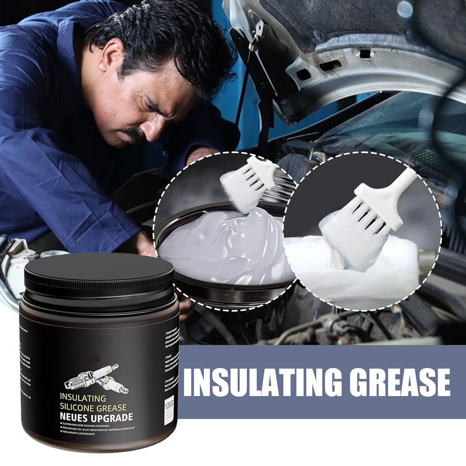 Dielectric Grease | Insulating Marine Silicone Grease Automotive Seals | Waterproof Electrical Lubricants, Heat-Resistant with Brush for Electrical Connectors image number 6