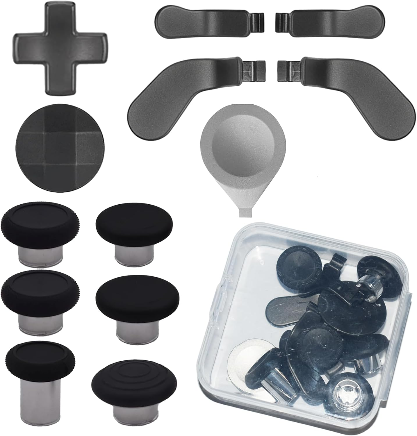 13 in 1 Elite Controller Paddles for Xbox Elite Series 2 Core Controllers Component Set with 6 Metal Thumbsticks & Tool, 2 D-Pads, 4 Paddles for Xbox Elite Series 2 (Black) image number 4