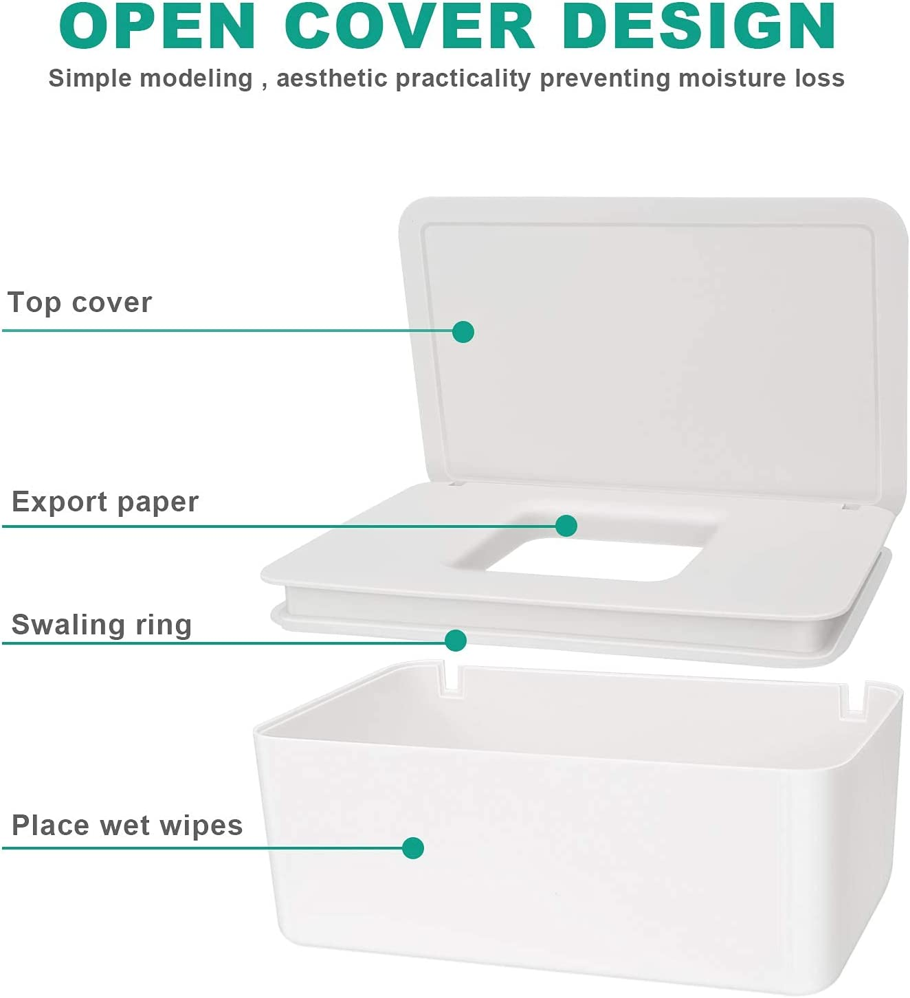 Tissue Storage Box Case Wet Wipes Dispenser Holder with Lid for Home Office image number 5