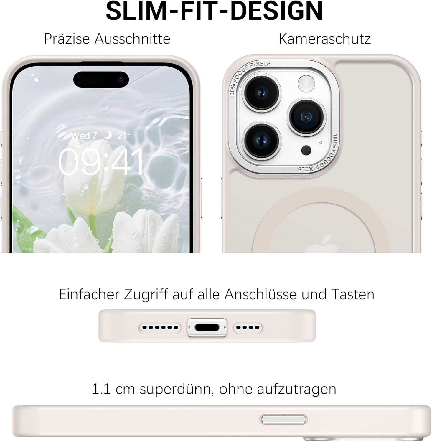 Gaobao Case for Iphone 15 Pro Max, Mobile Phone Case Iphone 15 Pro Max [Compatible with Magsafe] Translucent Matte Magnetic Shockproof Anti-Fingerprint Protective Case 6.7 Inches, Light Grey image number 3