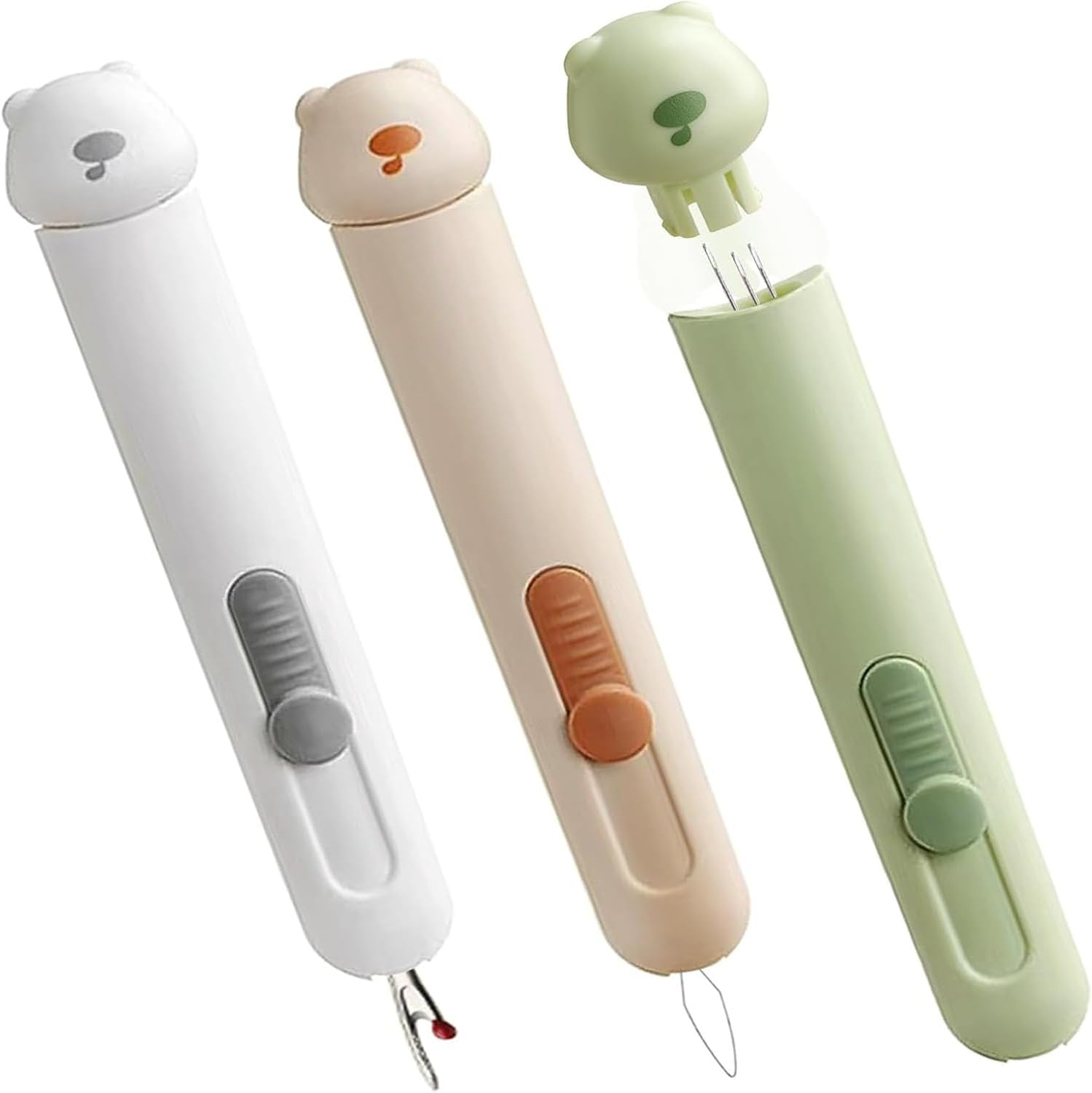 3 Pcs Needle Threaders and Seam Ripper, Upgraded 3 in 1 Automatic Threader with Stainless Steel Blade for Hand Sewing, Knitting, Embroidery, Multifunctional Sewing Tool for Crafts Quilting Supplies image number 3