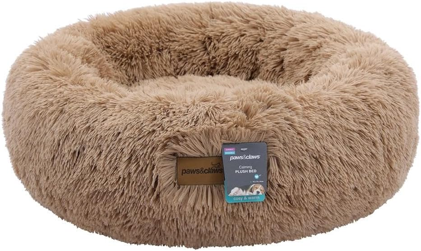Paws & Claws Calming Plush Bed for Dogs, Camel, Large image number 2