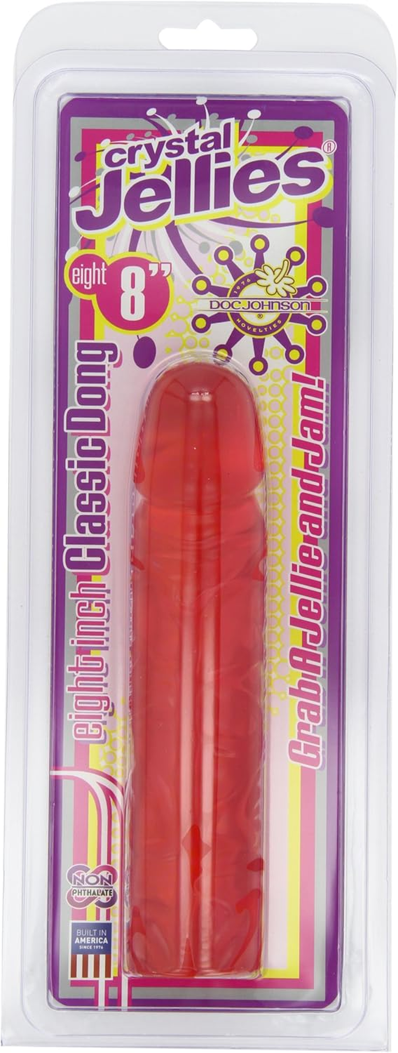 Doc Johnson Crystal Jellies - 8 Inch Classic Dong - Pink