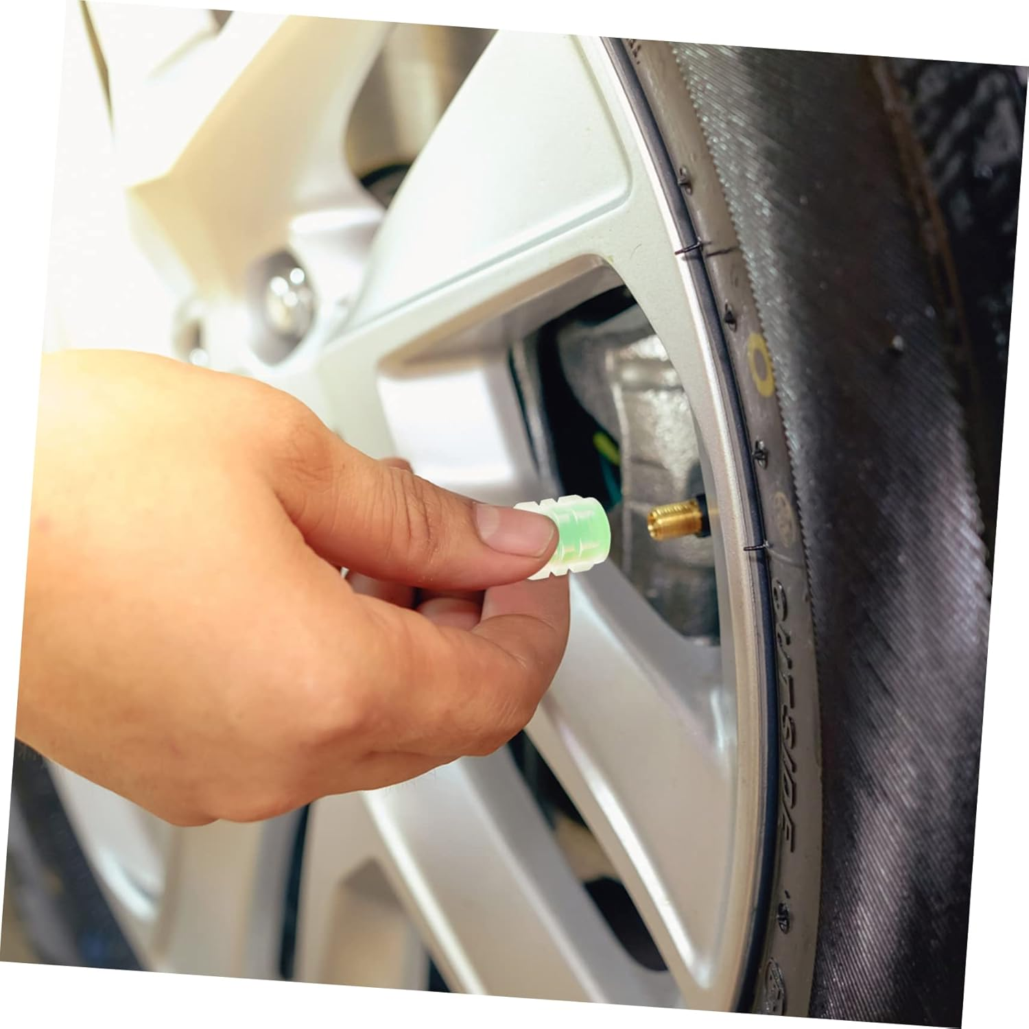 SHERCHPRY 24Pcs Universal Fluorescent Tire Valves Caps Glow in the Dark Car Tire Caps Stem Covers for Automotive Wheels Nighttime Visibility and Decoration image number 2