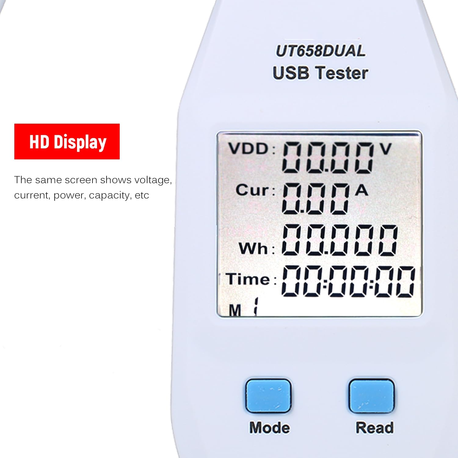USB Power Meter LCD USB Tester Detector Voltmeter Ammeter Digital Power Capacity Tester (Ut658-Dual) image number 5