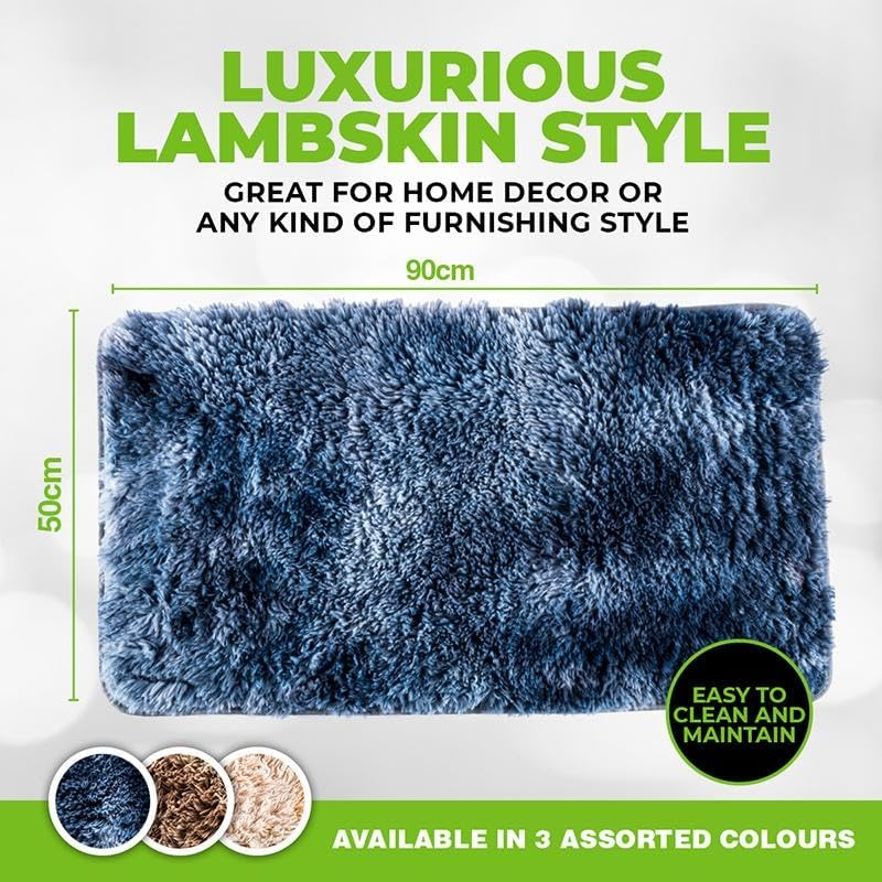 1X Mat Cosy Synthetic Fur Floor Soft Luxurious Home Master - Cream 90Cm X 50Cm