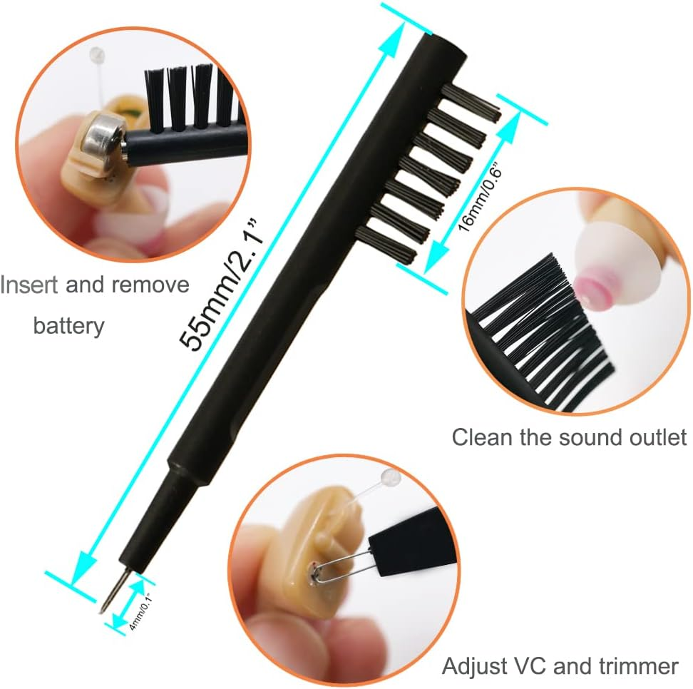 12 Pieces Hearing Aid Cleaning Kits, Hearing Amplifier Brush Tools with Wax Loop and Magnet Suitable for Earbuds,Headphones,Airpods Cleaner Brush Kits with Storage Case