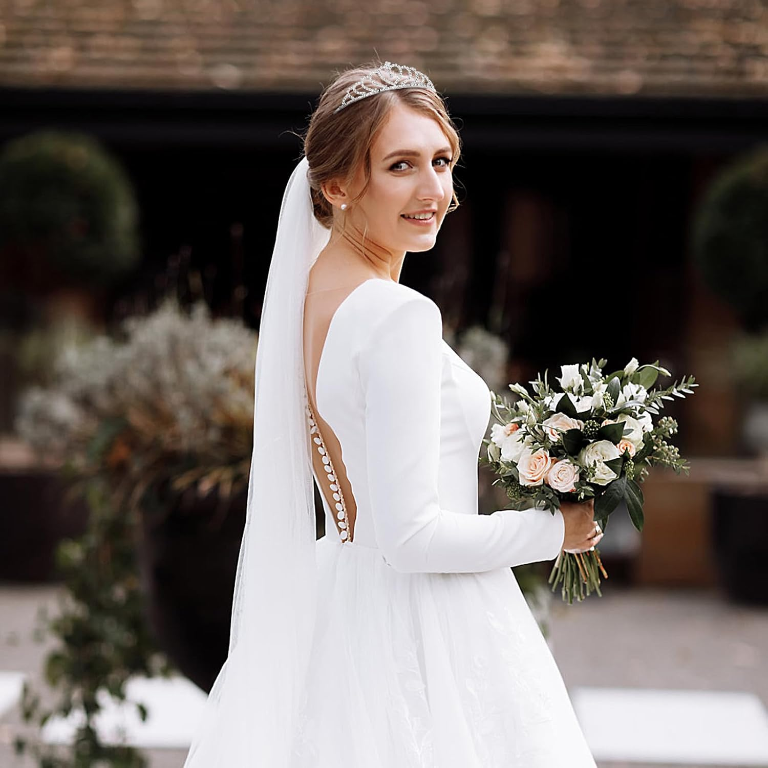 OSALADI Princess Crown Royal Bridal Crystal Tiaras Crown Jewellery Rhinestone Crown Headband Bride Princess for Women Birthday Silver image number 2