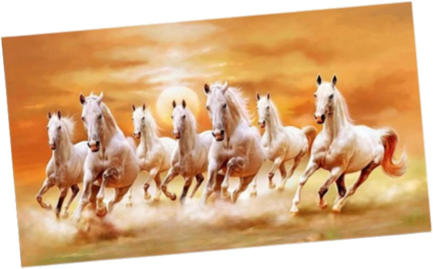 Perfk Seven Horses Picture Canvas Print 7 Running Horses Painting Wall Decor Gift Artwork Print Picture Painting for Wall Farmhouse, S image number 6