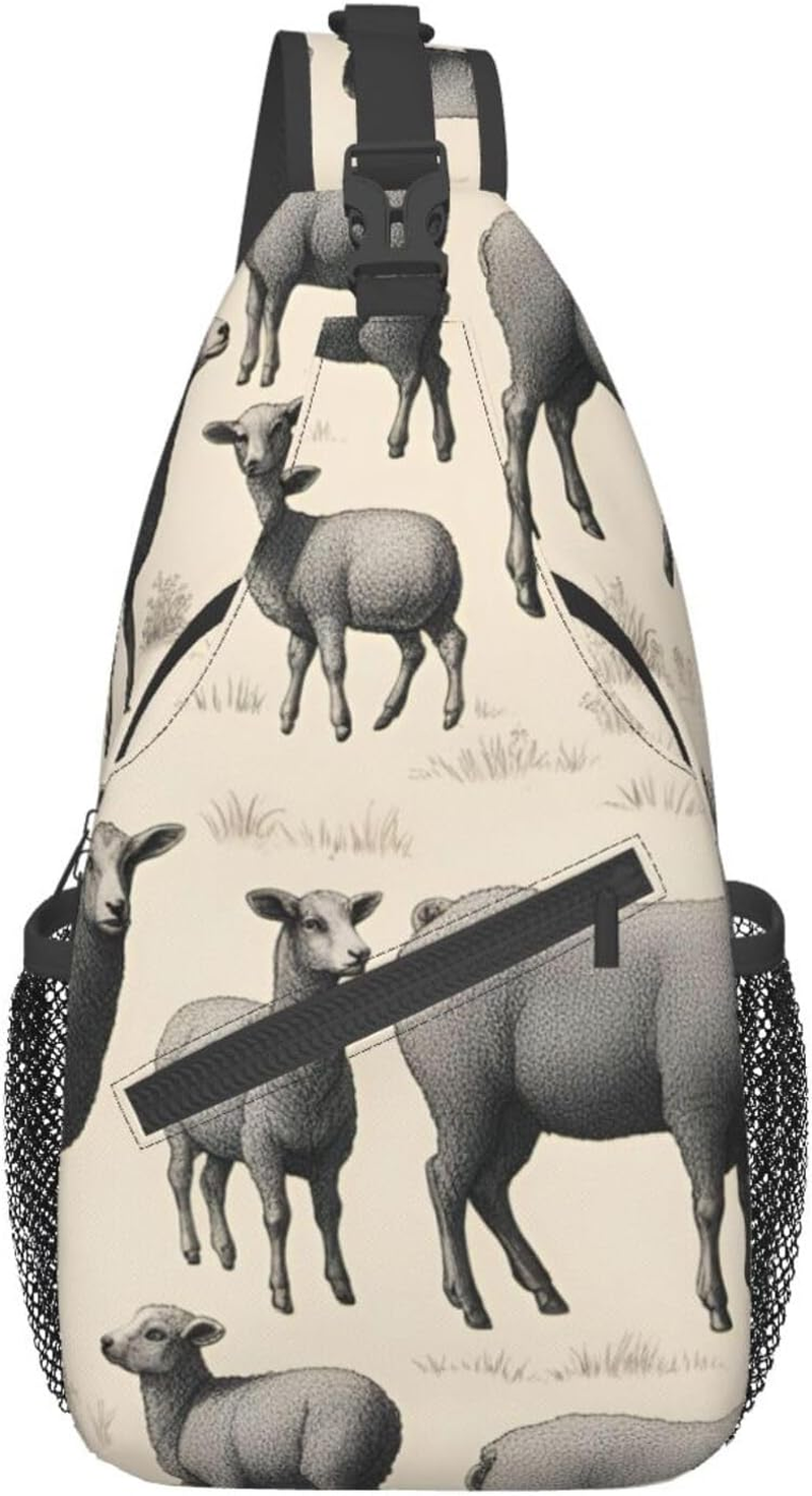 Easter Bunny Floral Shoulder Bag Crossbody Backpack Chest Bag Lightweight Sling Daypackstravel Hiking Cycling for Men Women