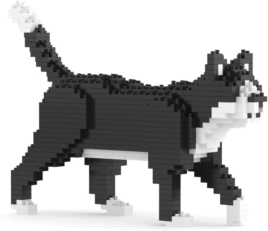 JEKCA White Cat Mini 01S | Plastic Building Blocks | Age 14+ - Black And White Cat image number 6
